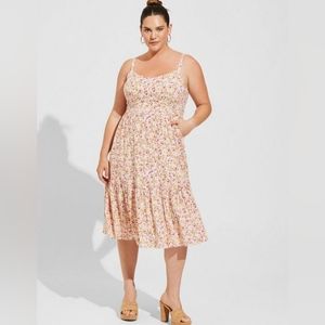 Torrid Midi Rayon Slub Tiered Dress